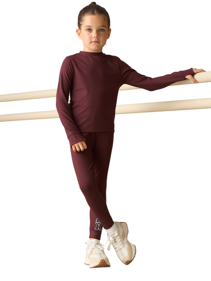 Angel & Rocket Kids' Ultimate Active Long Sleeved Top, Burgundy, Burgundy