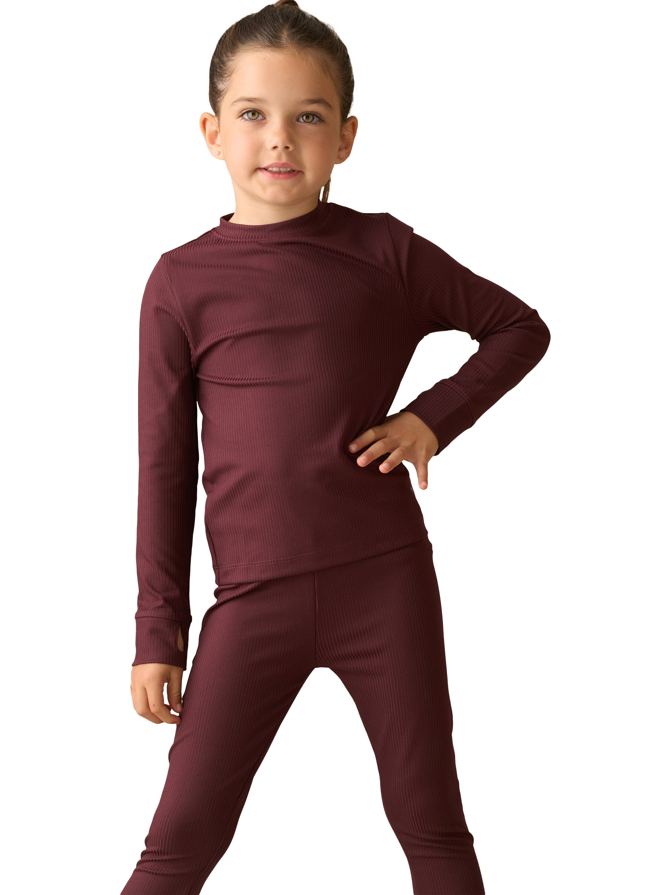 Product image 3 of 8, which shows Angel & Rocket Kids' Ultimate Active Long Sleeved Top, Burgundy, 3-4 years
