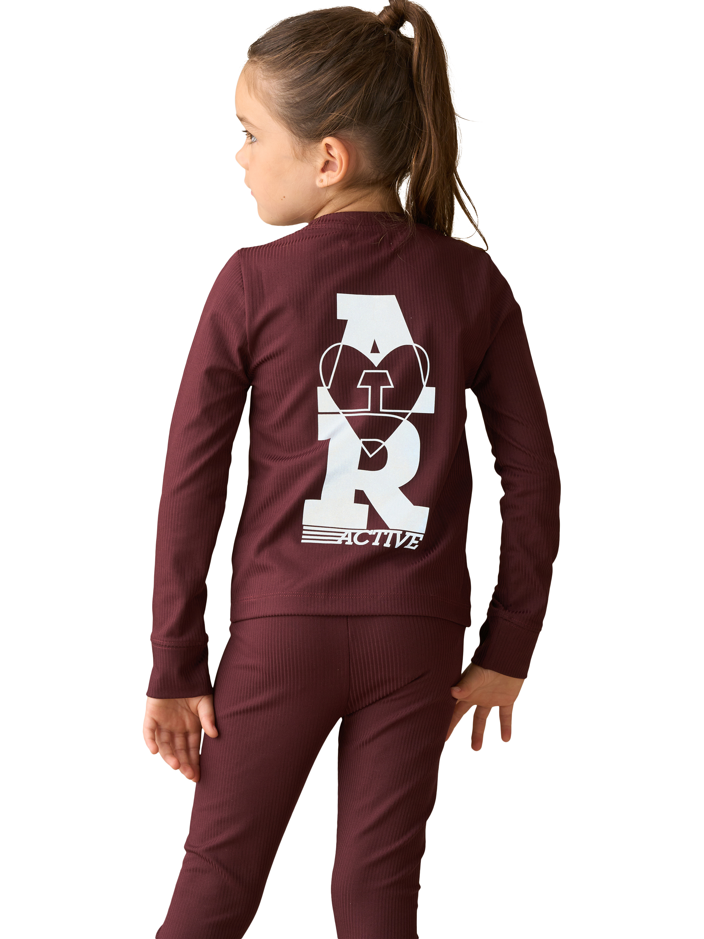 Product image 4 of 8, which shows Angel & Rocket Kids' Ultimate Active Long Sleeved Top, Burgundy, 3-4 years