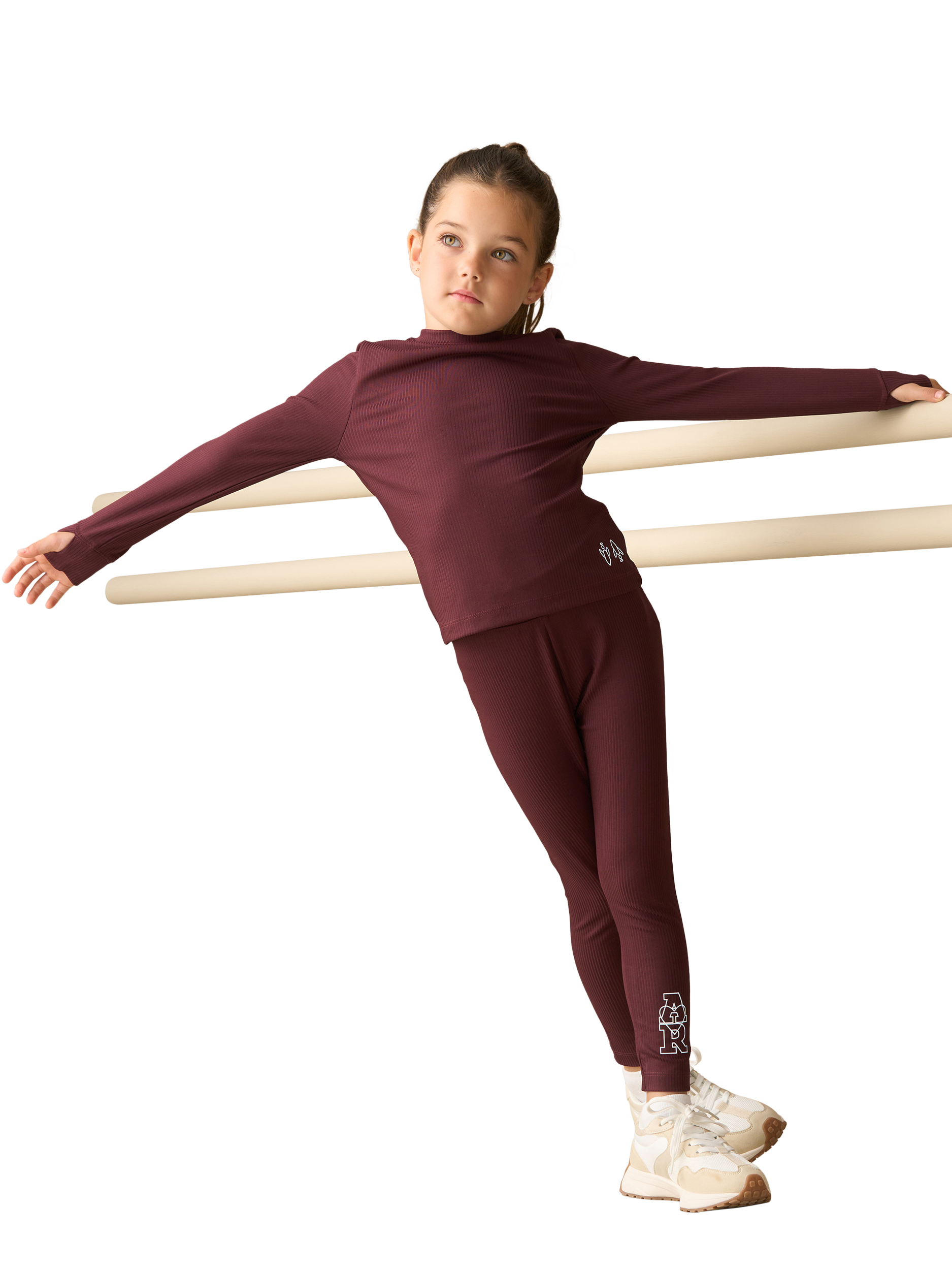 Product image 5 of 8, which shows Angel & Rocket Kids' Ultimate Active Long Sleeved Top, Burgundy, 3-4 years