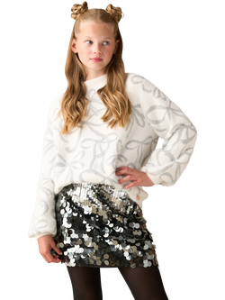 Angel & Rocket Kids' Silver Bow Jumper, White, White