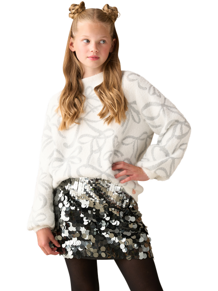 Angel & Rocket Kids' Silver Bow Jumper, White, White