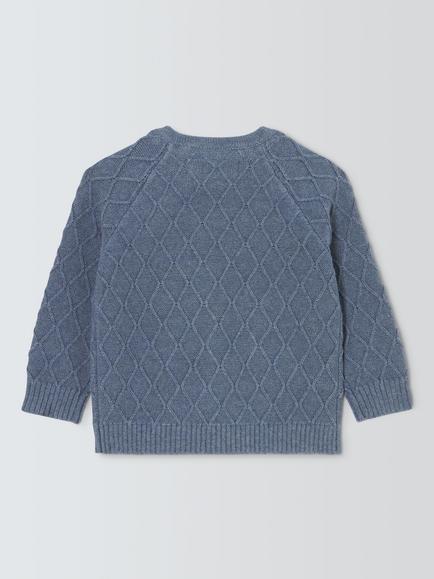 John Lewis Heirloom Collection Baby Diamond Knit Jumper, Blue - view 2, Gc-187 Waterfont