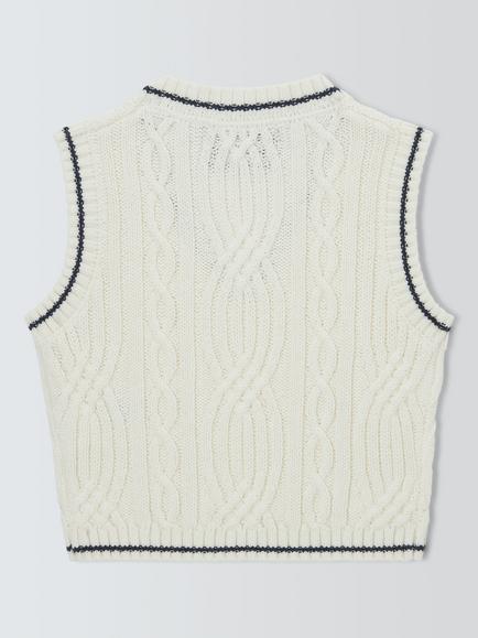 John Lewis Heirloom Collection Baby Cable Knit Vest, Starch - view 2, Gc-1106/Starch