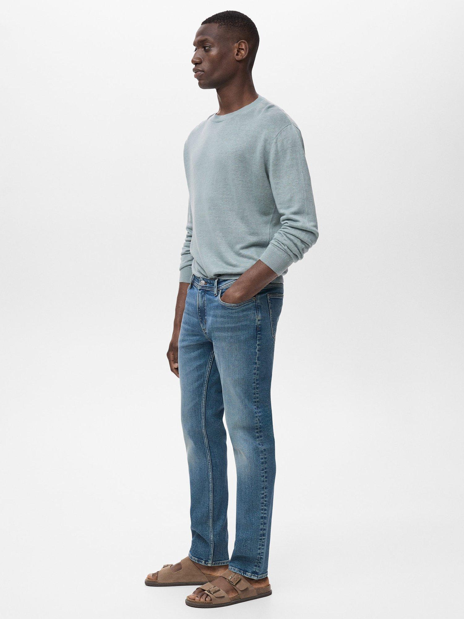 Product image 4 of 8, which shows Mango Jan Slim Fit Mid Rise Jeans, Mid Blue, 29