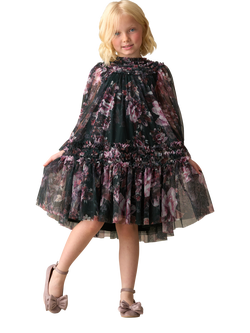 Angel & Rocket Kids' Verity Mesh Ruffle Dress, Green, Green