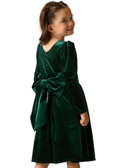 Angel & Rocket Kids' Velvet Long Sleeve Bow Back Midi Dress - view 2, Green