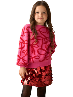 Angel & Rocket Kids' Cotton Blend Eyelash Jumper, Pink - view 2, Pink