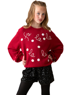 Angel & Rocket Kids' Fa La La La Jumper, Red/White