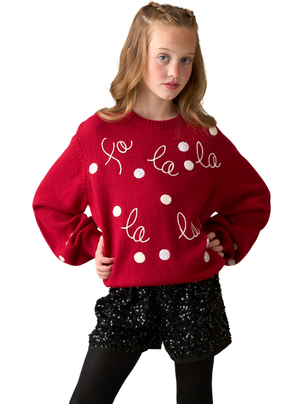 Angel & Rocket Kids' Fa La La La Jumper, Red/White