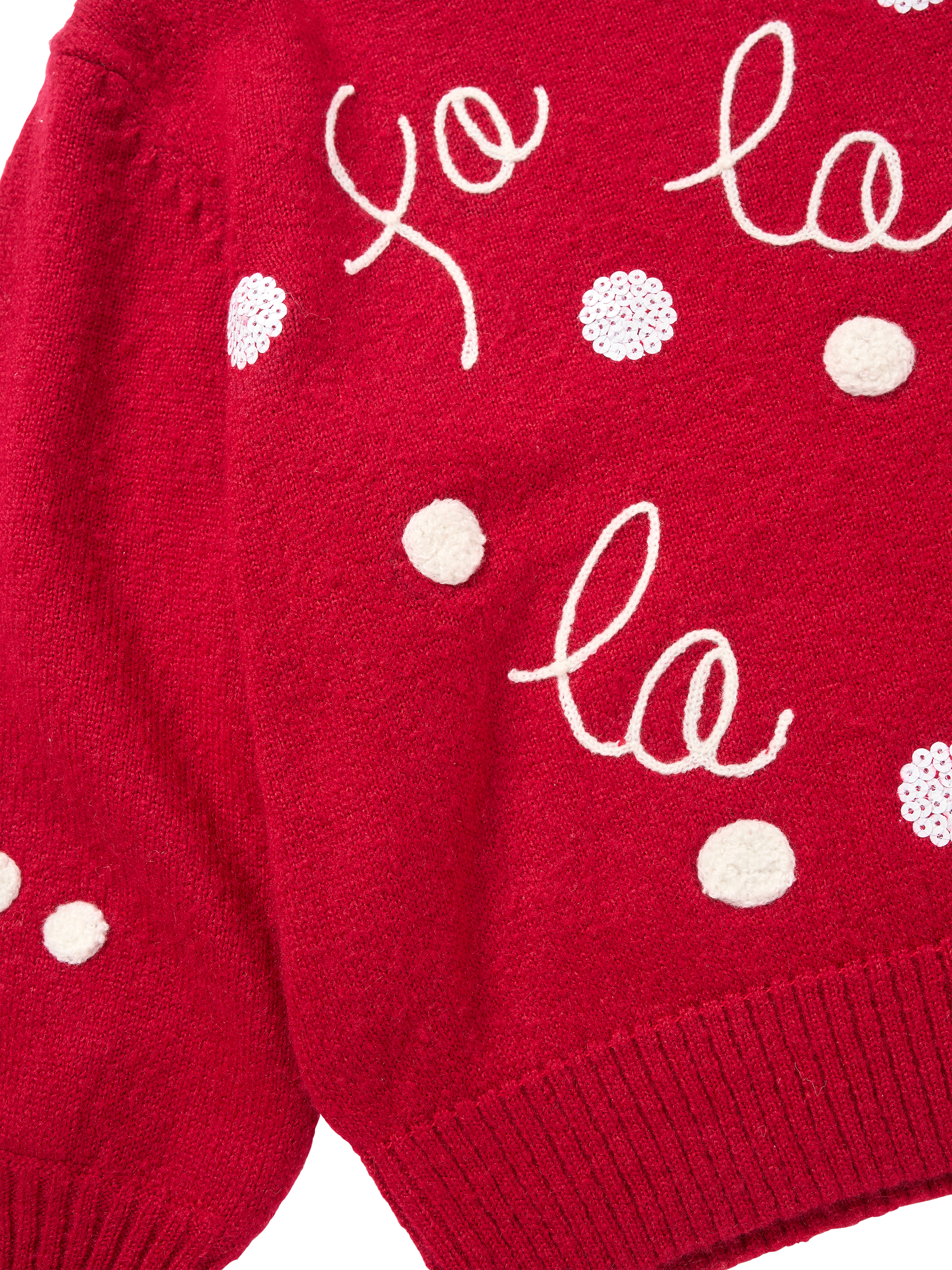 Product image 7 of 7, which shows Angel & Rocket Kids' Fa La La La Jumper, Red/White, 3-4 years