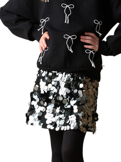 Angel & Rocket Kids' Natalia Disco Sequin A-Line Skirt, Silver, Silver