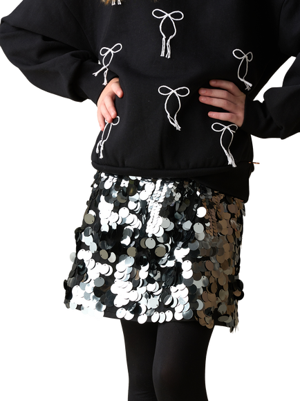 Angel & Rocket Kids' Natalia Disco Sequin A-Line Skirt, Silver, Silver