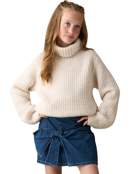 Angel & Rocket Kids' Denim Bow A-Line Skirt, Blue - view 2, Blue