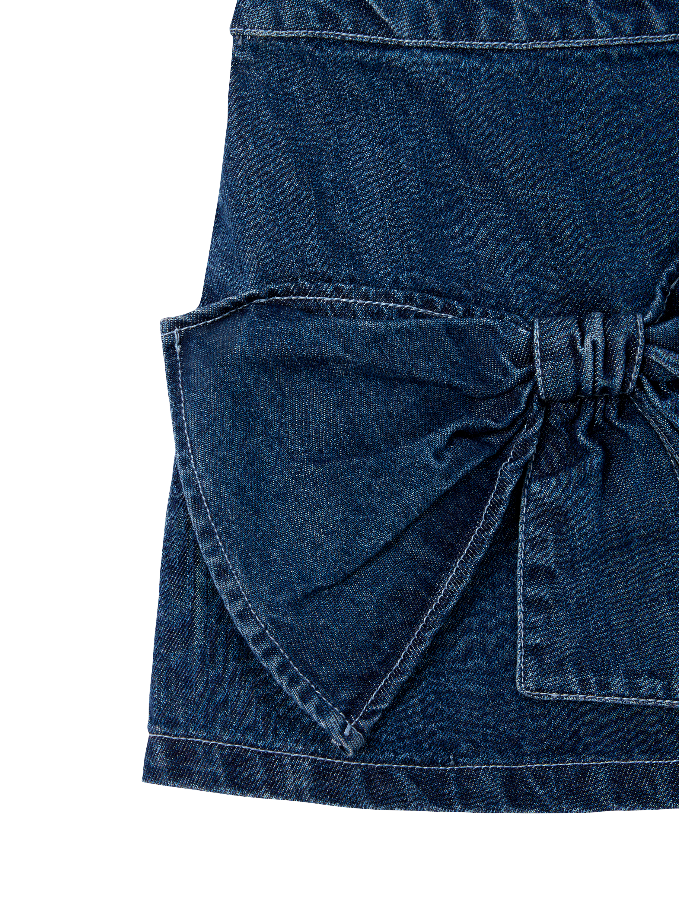 Product image 7 of 7, which shows Angel & Rocket Kids' Denim Bow A-Line Skirt, Blue, 3 years