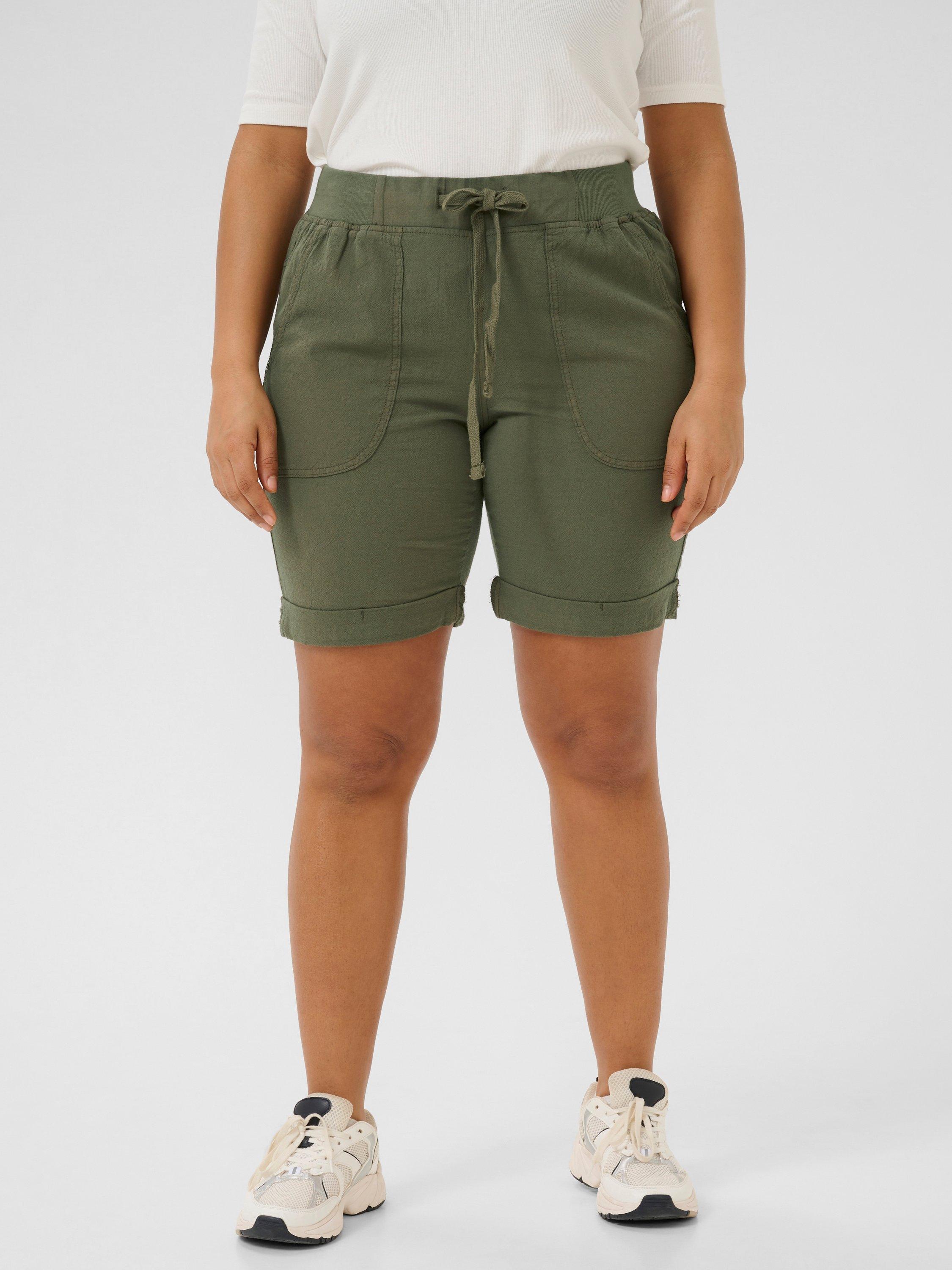 Product image 1 of 6, which shows KAFFE Curve Nana Tie Waist Shorts, Grape Leaf, 16