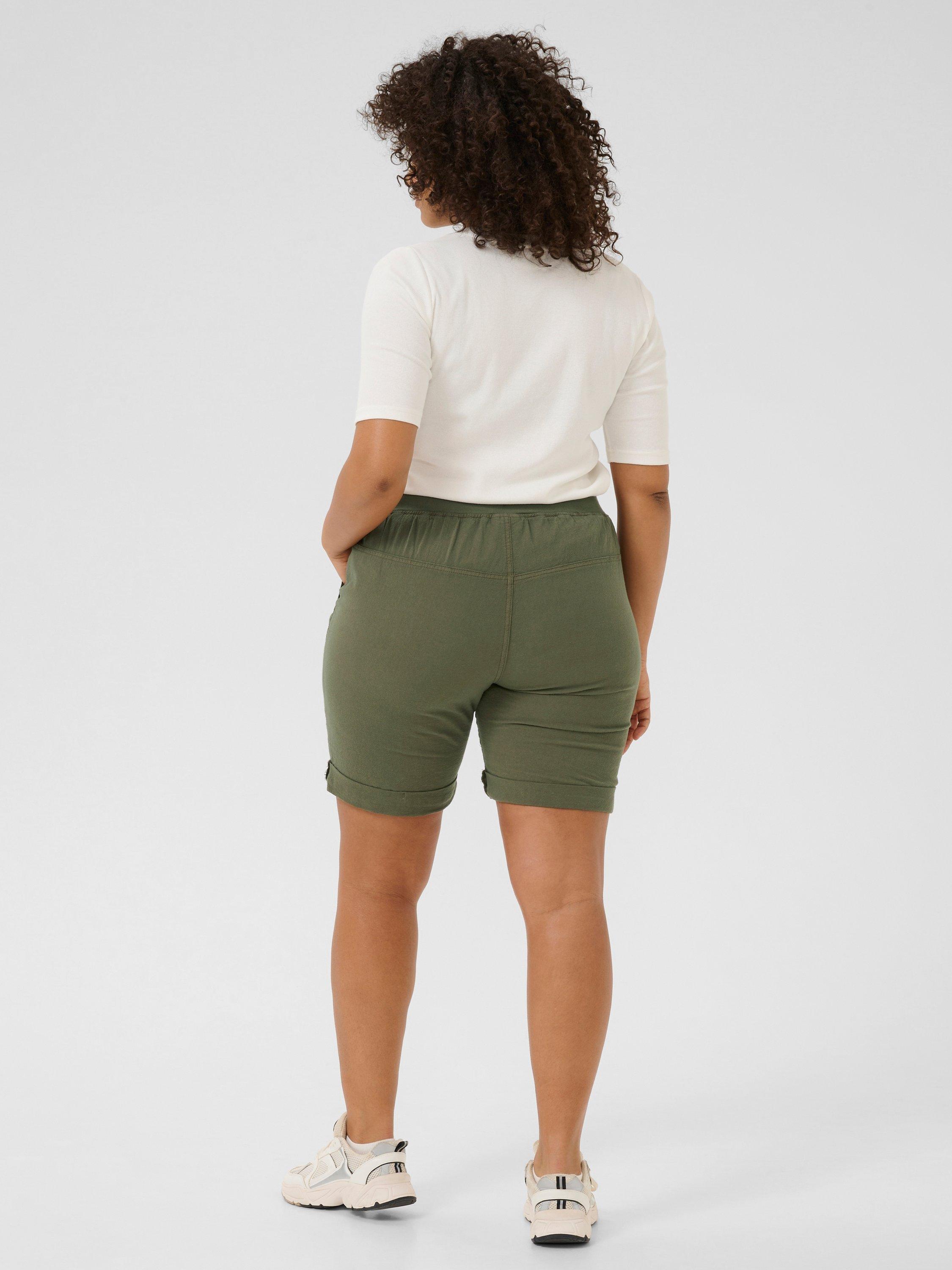 Product image 2 of 6, which shows KAFFE Curve Nana Tie Waist Shorts, Grape Leaf, 16