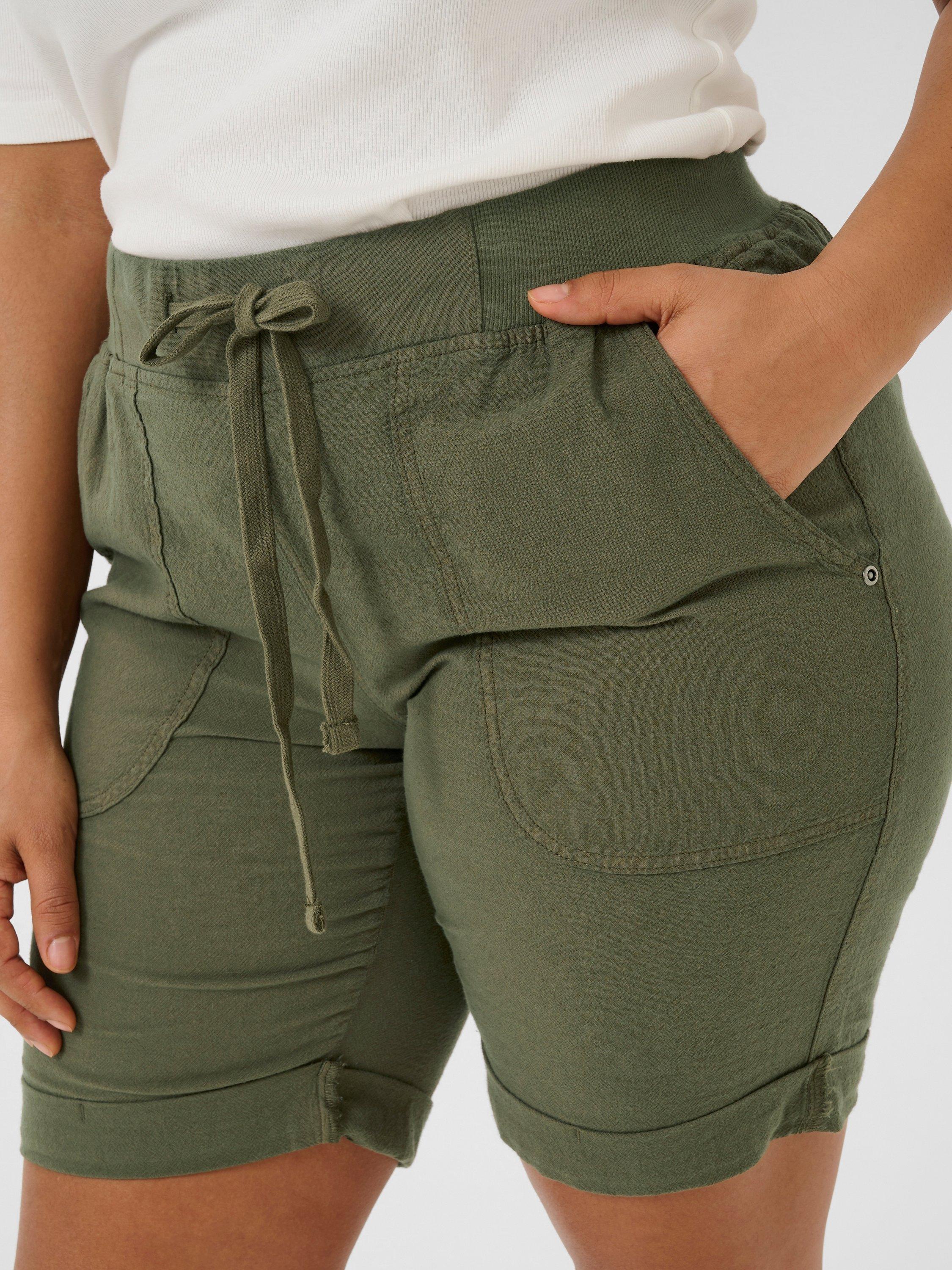 Product image 4 of 6, which shows KAFFE Curve Nana Tie Waist Shorts, Grape Leaf, 16