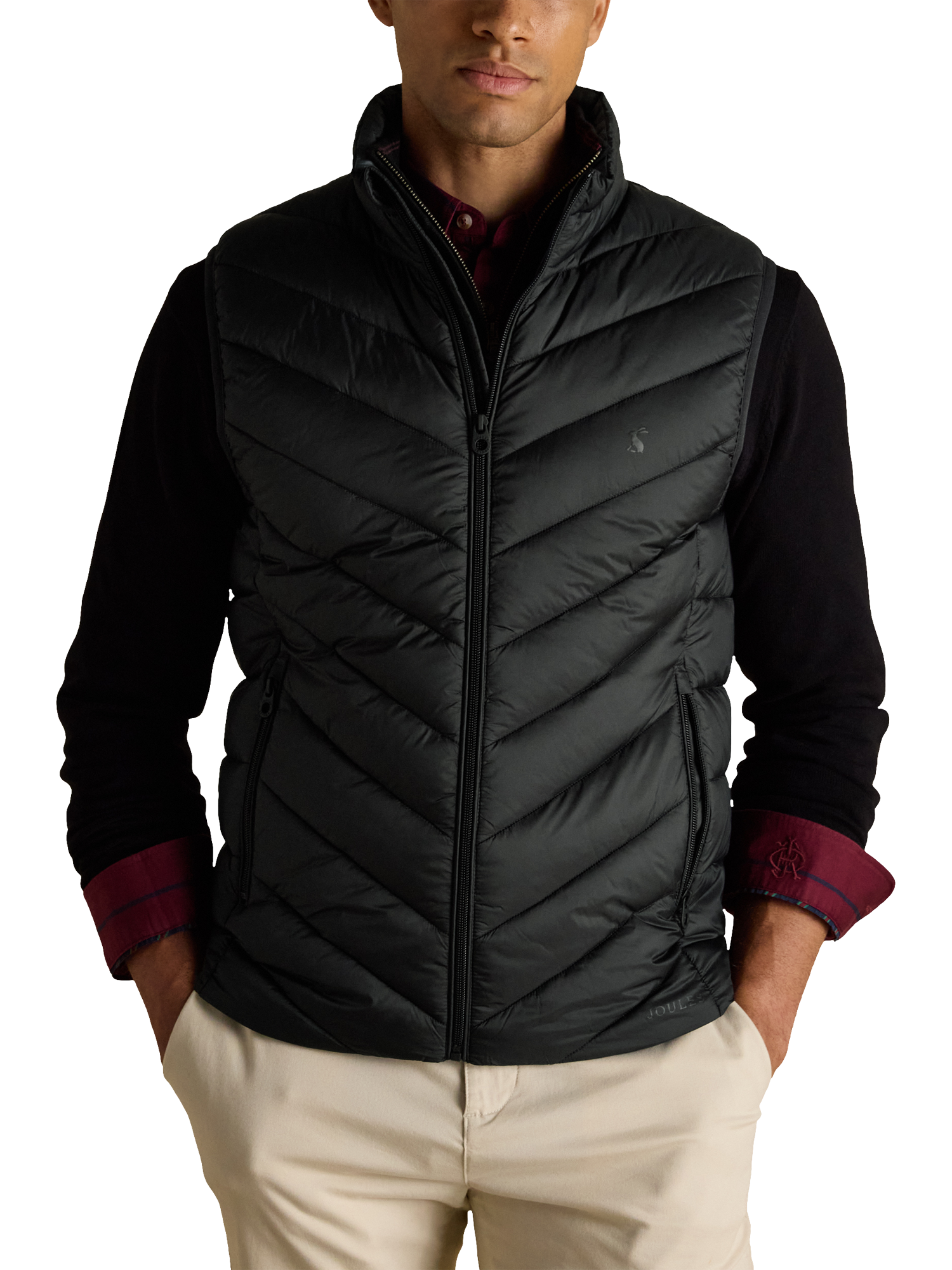 Product image 1 of 10, which shows Joules Garrett Showerproof Padded Gilet, Black, S