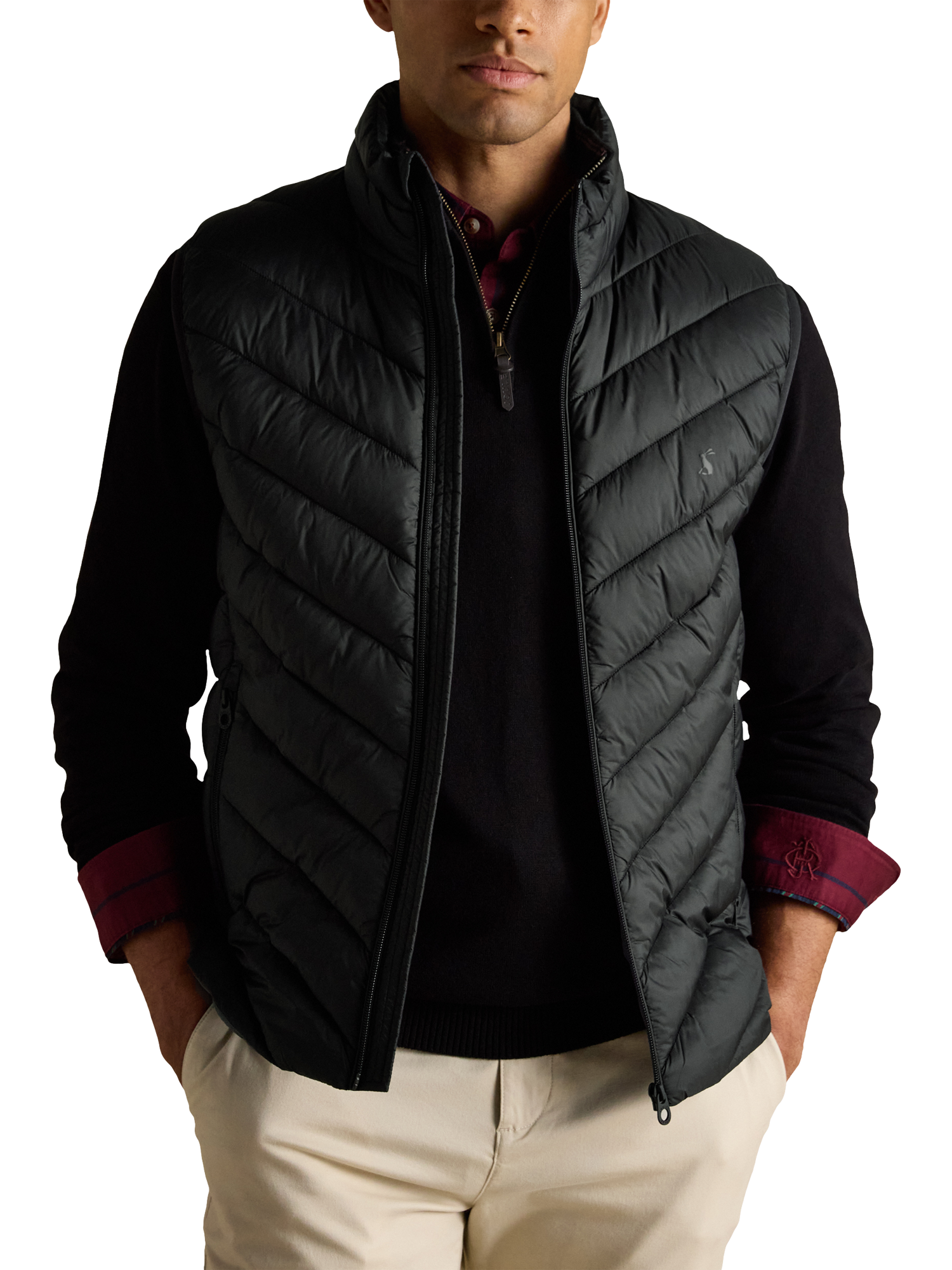 Product image 4 of 10, which shows Joules Garrett Showerproof Padded Gilet, Black, S