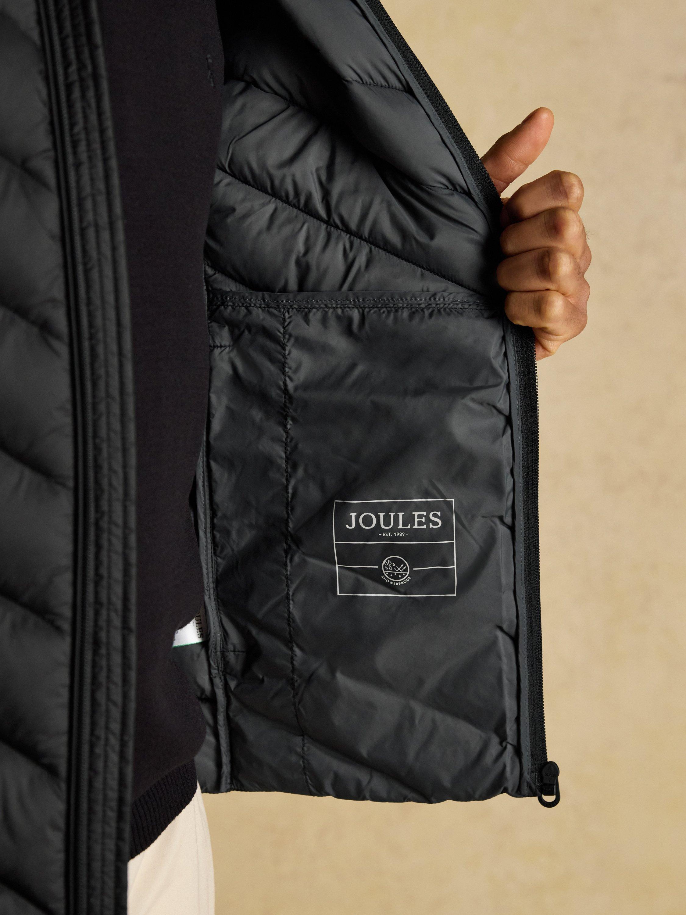 Product image 9 of 10, which shows Joules Garrett Showerproof Padded Gilet, Black, S