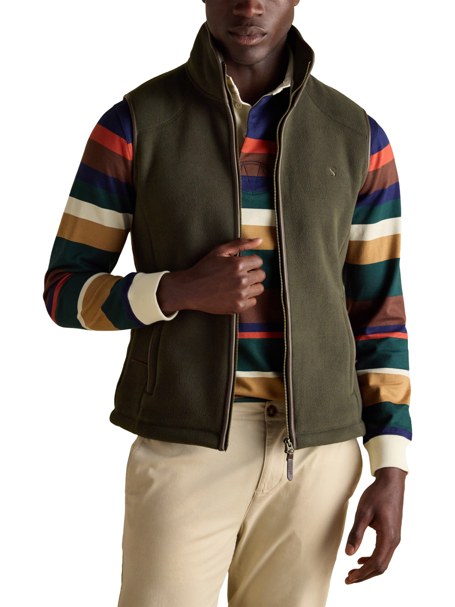 Product image 3 of 9, which shows Joules Heritage Fleece Gilet, Green, S