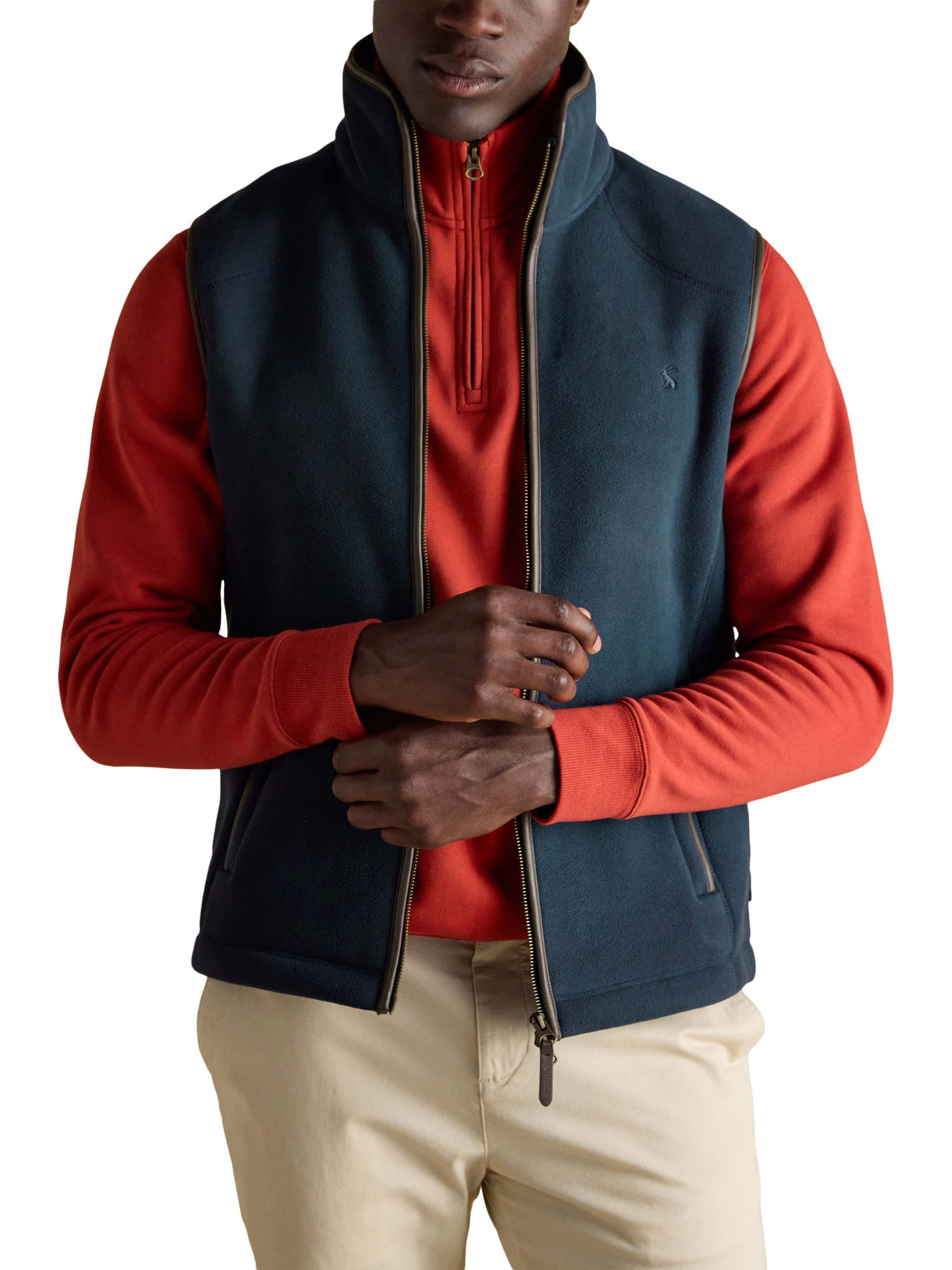Product image 1 of 10, which shows Joules Fleece Gilet, Navy, S
