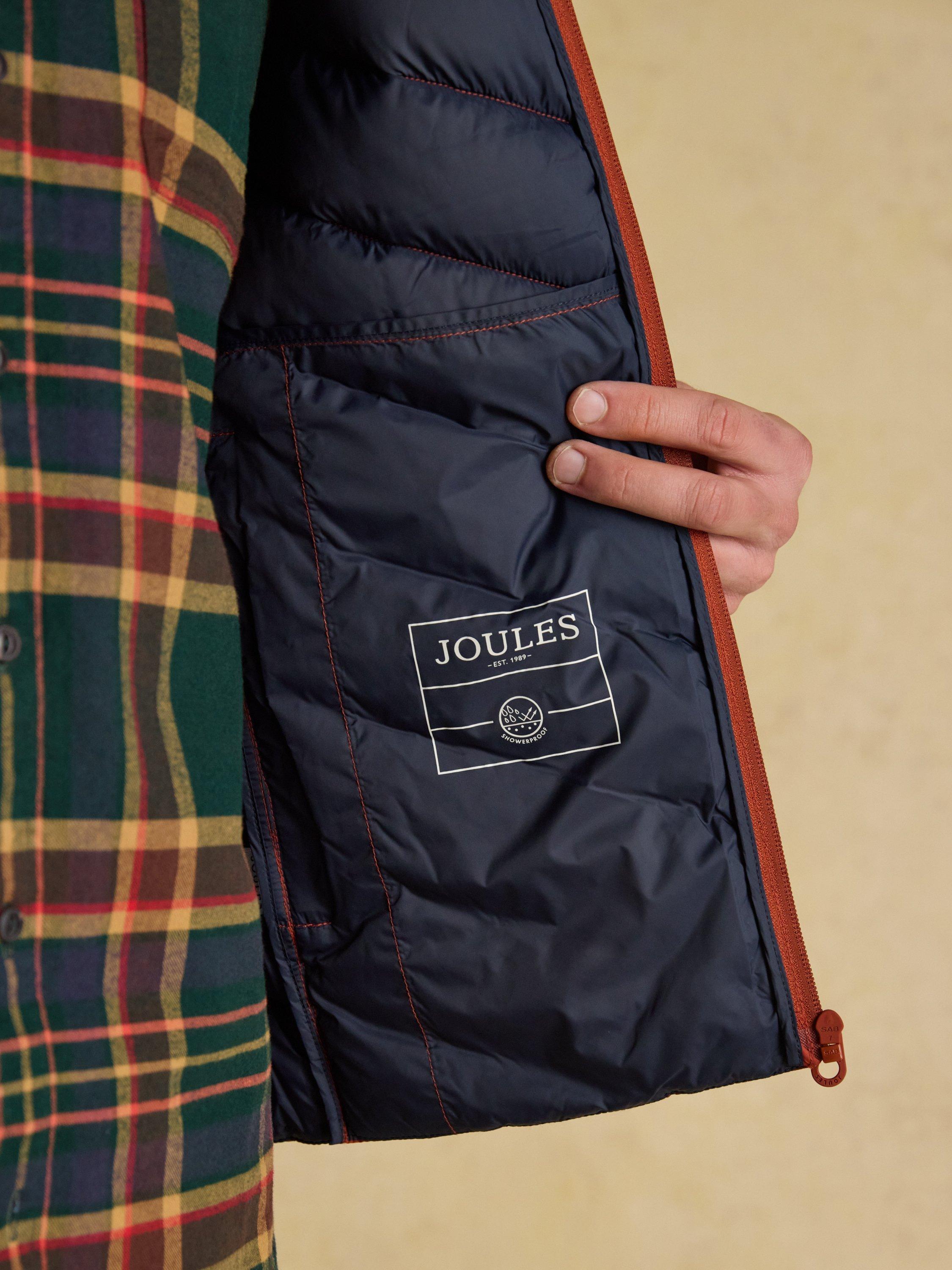 Product image 7 of 10, which shows Joules Garrett Showerproof Padded Gilet, Orange, XL