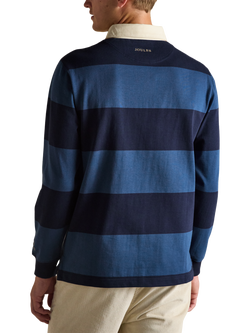 Joules Striped Cotton Rugby Shirt, Blue - view 2, Blue