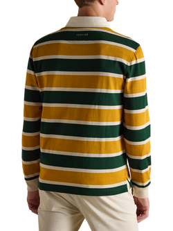 Joules Cotton Striped Rugby Shirt, Green/Gold - view 2, Green/Gold