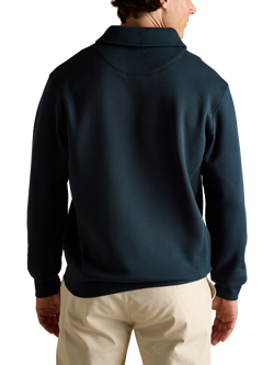 Joules Cotton Blend Regular Fit Quarter-Zip Jersey Top, Navy - view 2, Navy