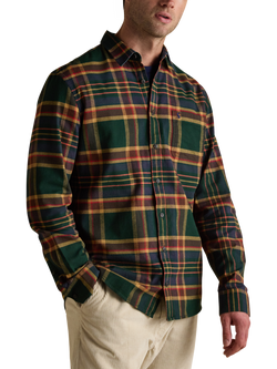 Joules Cotton Regular Fit Check Shirt, Green/Multi, Green/Multi