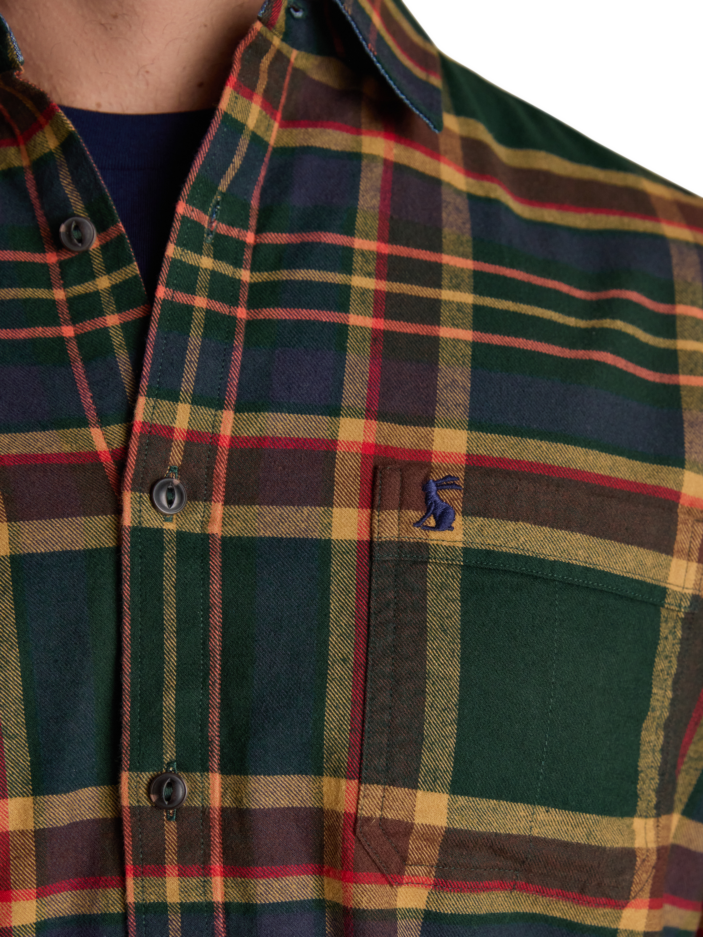 Product image 6 of 10, which shows Joules Cotton Regular Fit Check Shirt, Green/Multi, XXL