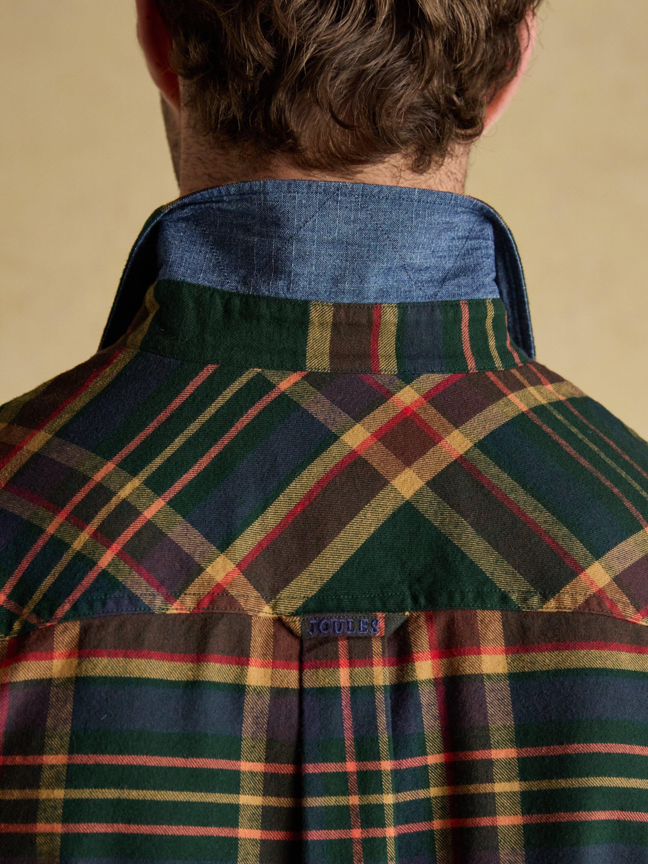 Product image 7 of 10, which shows Joules Cotton Regular Fit Check Shirt, Green/Multi, XXL