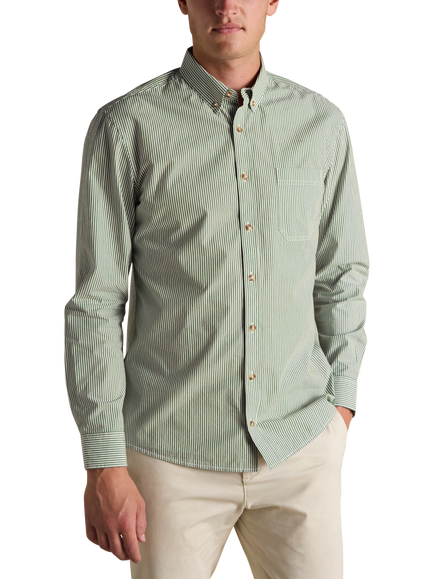 Joules Cotton Stripe Collar Shirt, Green/Multi