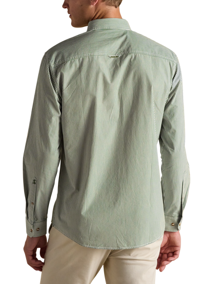 Joules Cotton Stripe Collar Shirt - view 2, Green/Multi