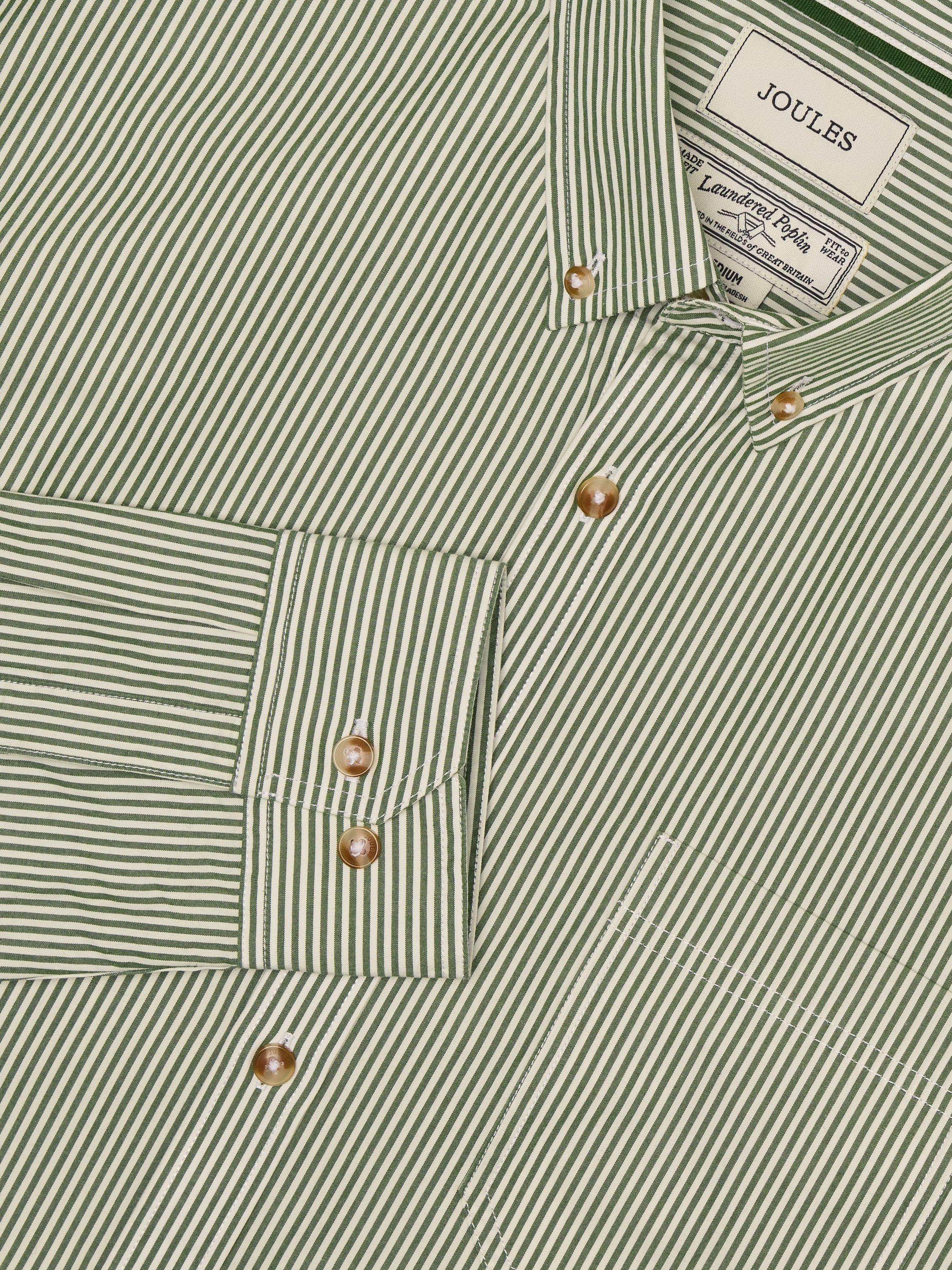 Product image 5 of 6, which shows Joules Cotton Stripe Collar Shirt, Green/Multi, S