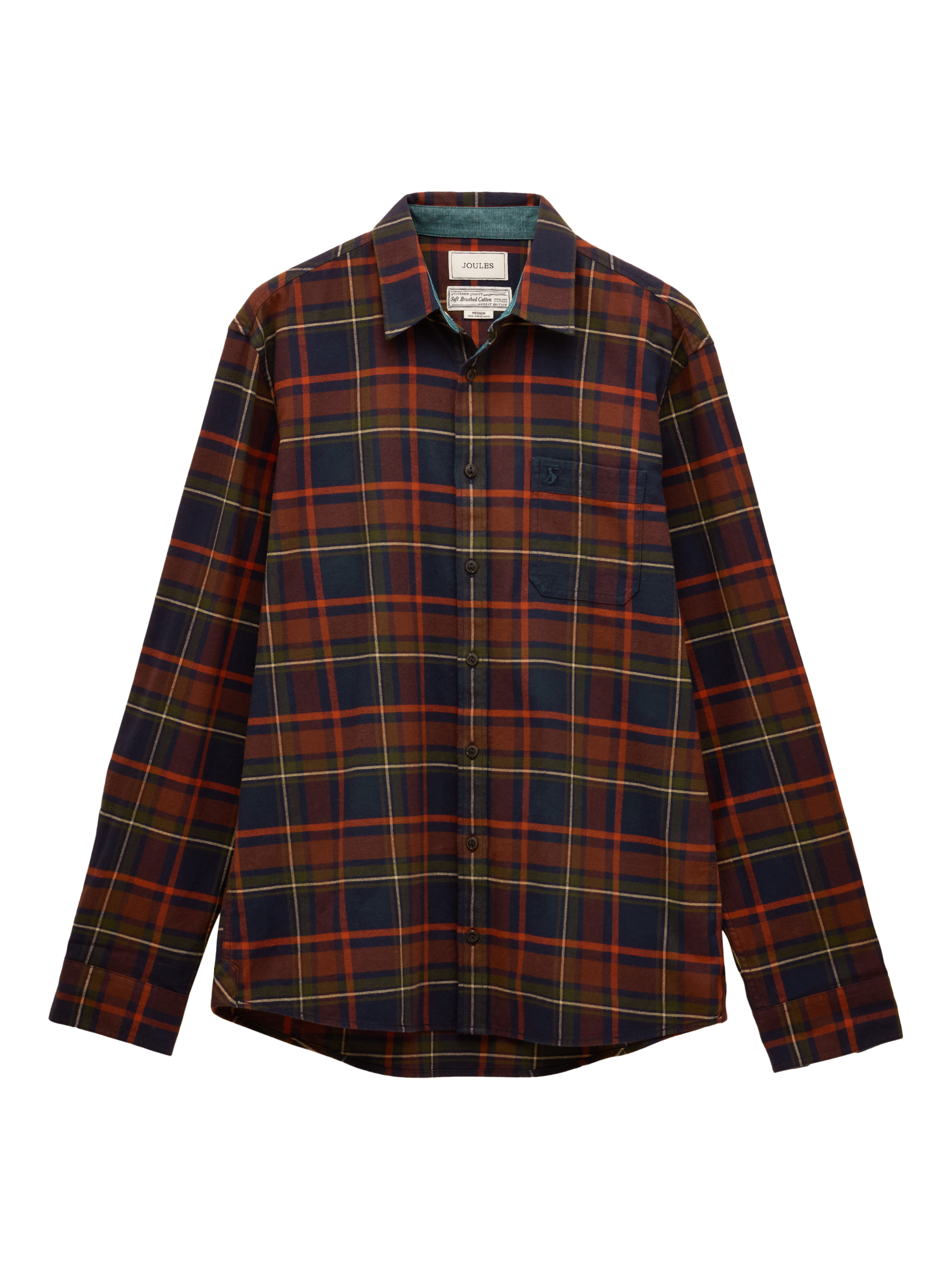 Product image 4 of 4, which shows Joules Cotton Regular Fit Check Shirt, Navy, S