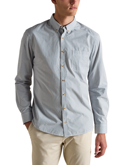 Joules Cotton Stripe Long Sleeve Collar Shirt, Navy/Multi