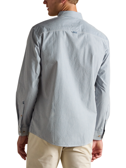Joules Cotton Stripe Long Sleeve Collar Shirt - view 2, Navy/Multi
