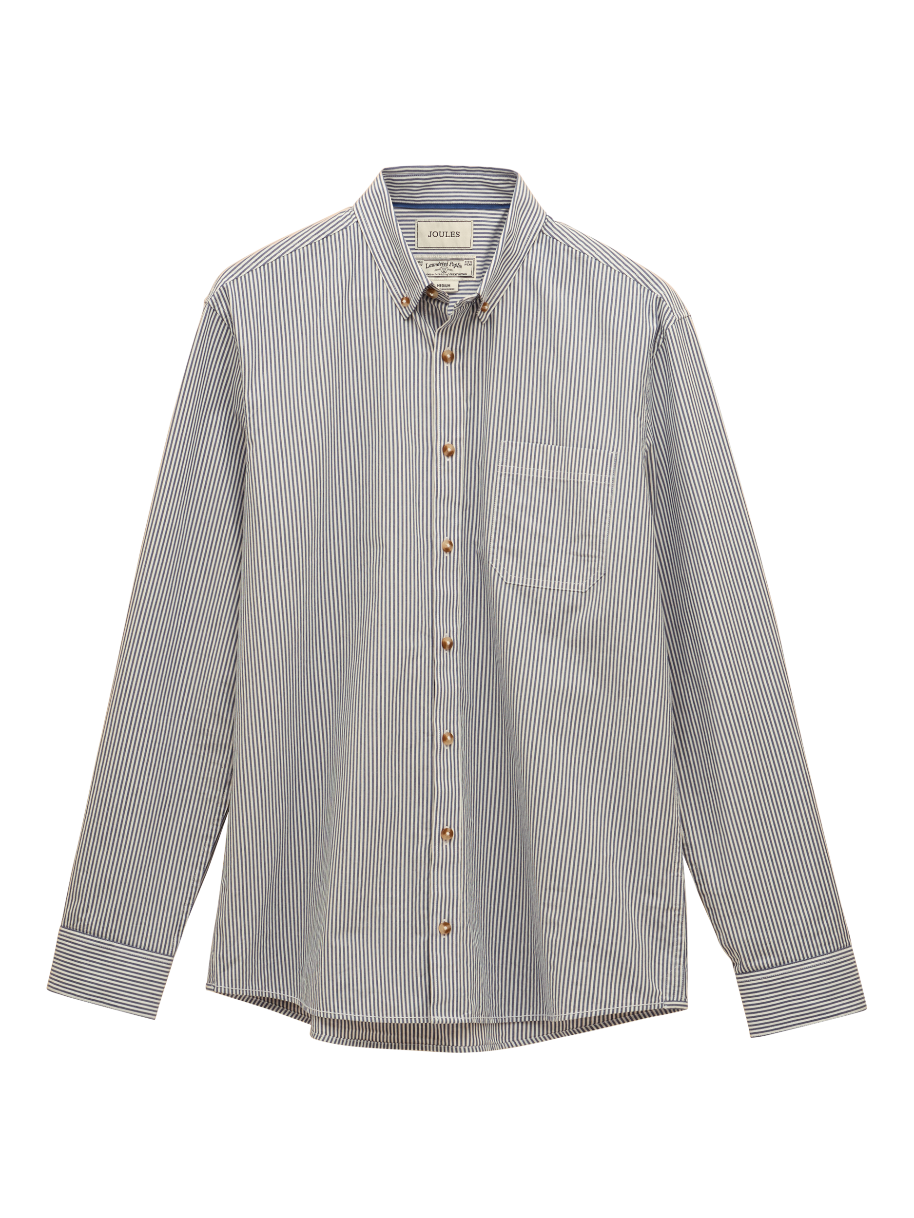 Product image 5 of 5, which shows Joules Cotton Stripe Long Sleeve Collar Shirt, Navy/Multi, S