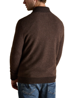 Joules Wool Blend Button Neck Jumper - view 2, Brown