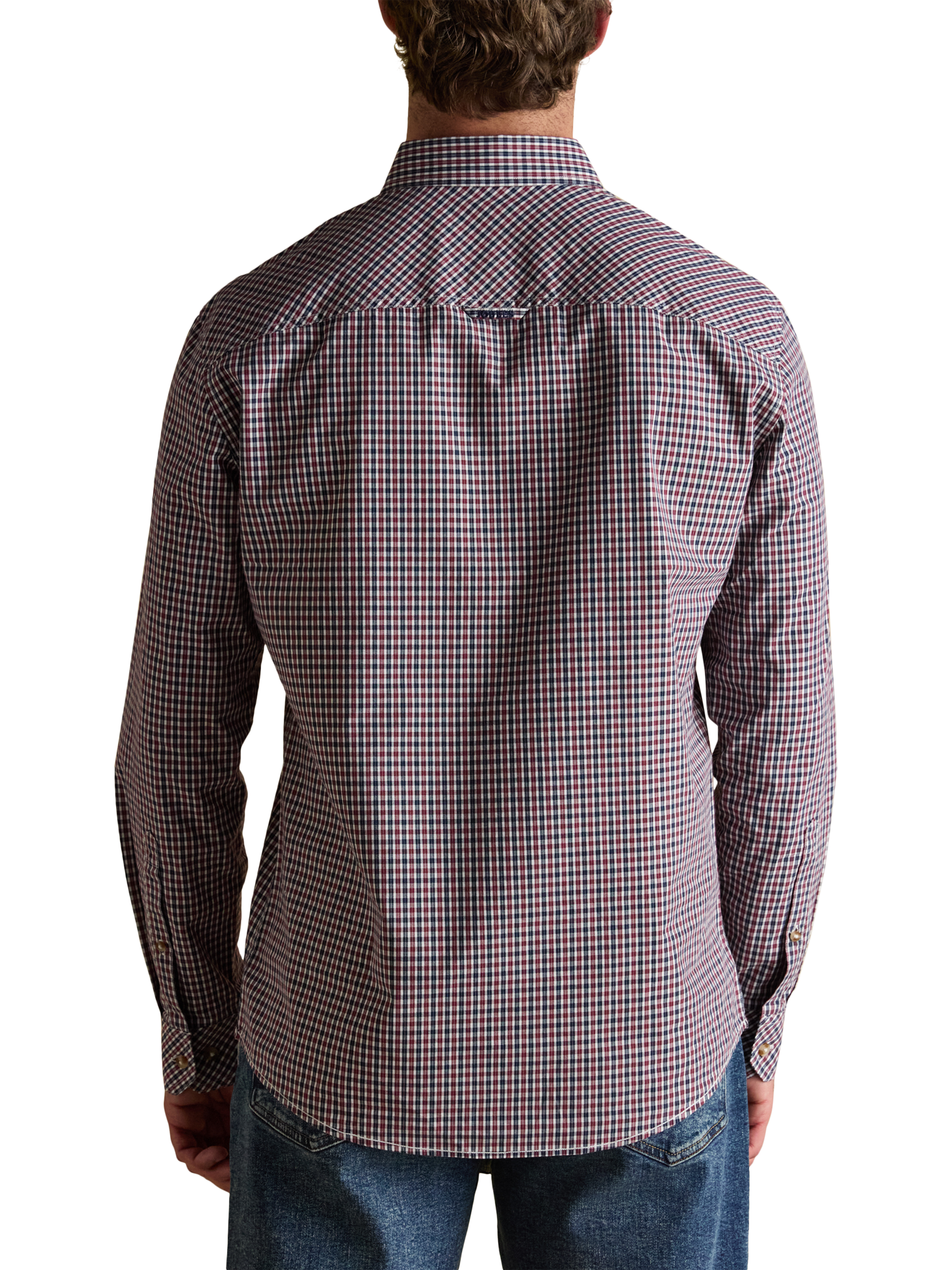 Product image 2 of 7, which shows Joules Cotton Regular Fit Gingham Shirt, Port, S
