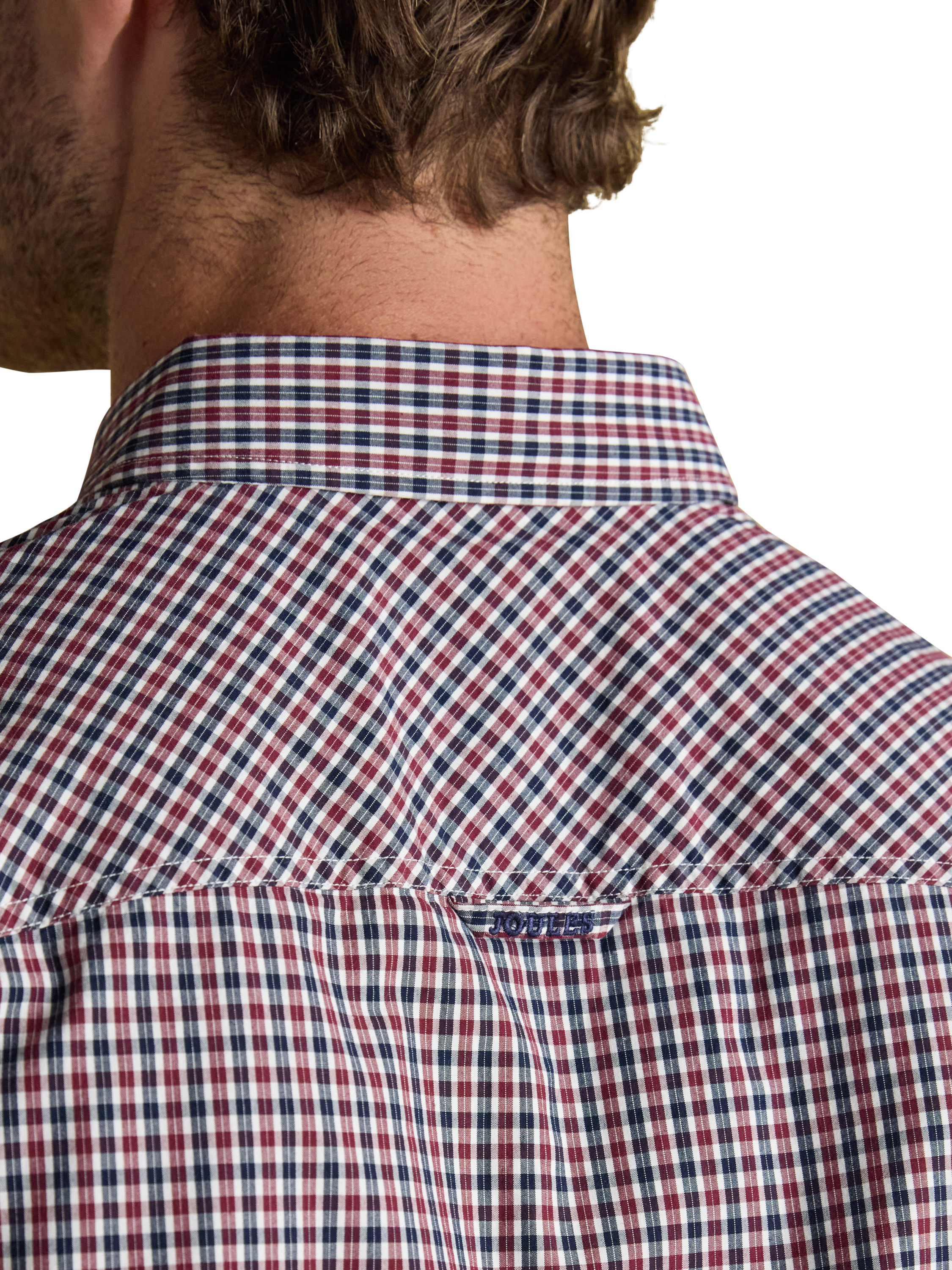 Product image 4 of 7, which shows Joules Cotton Regular Fit Gingham Shirt, Port, S