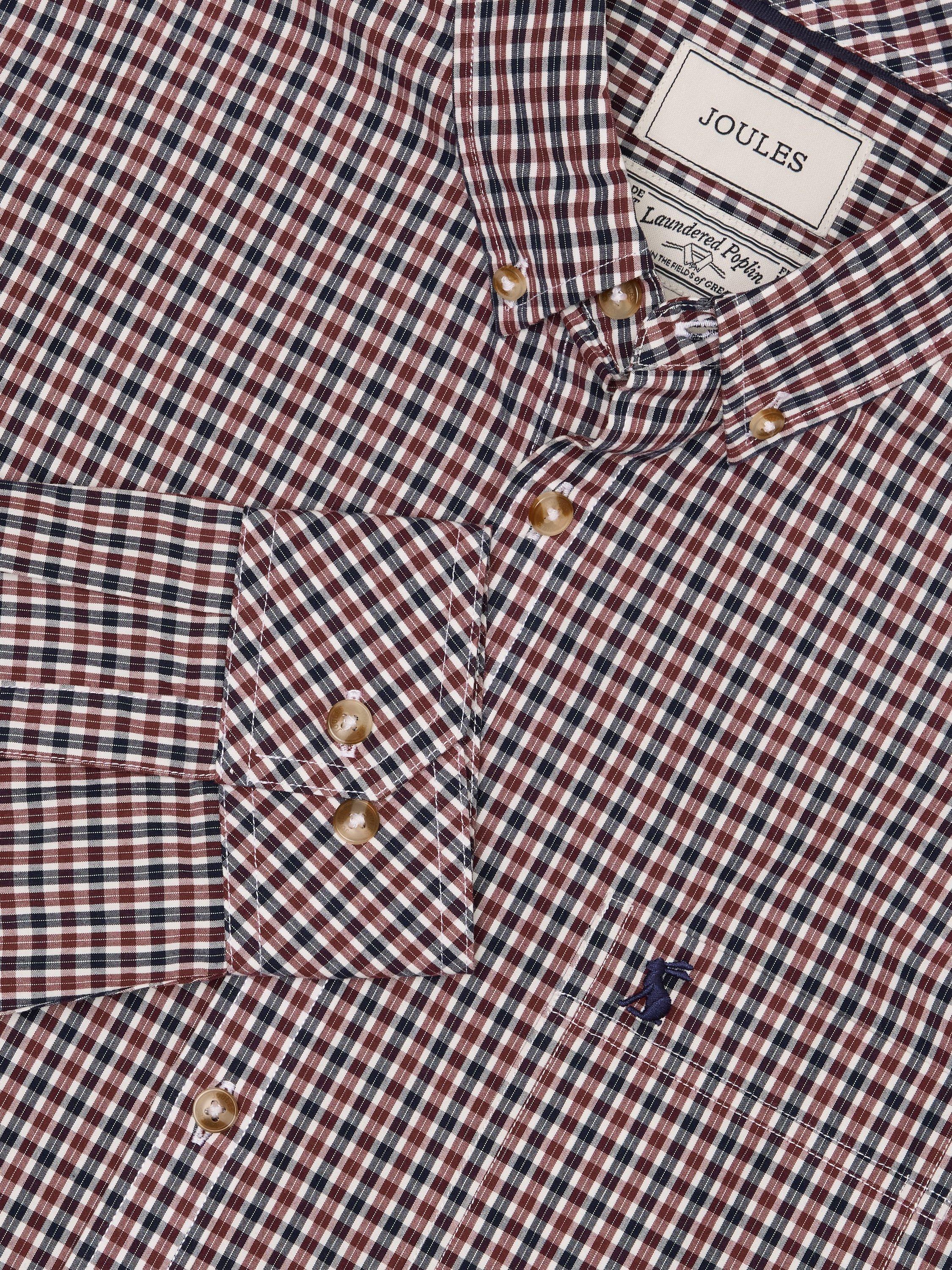 Product image 5 of 7, which shows Joules Cotton Regular Fit Gingham Shirt, Port, S