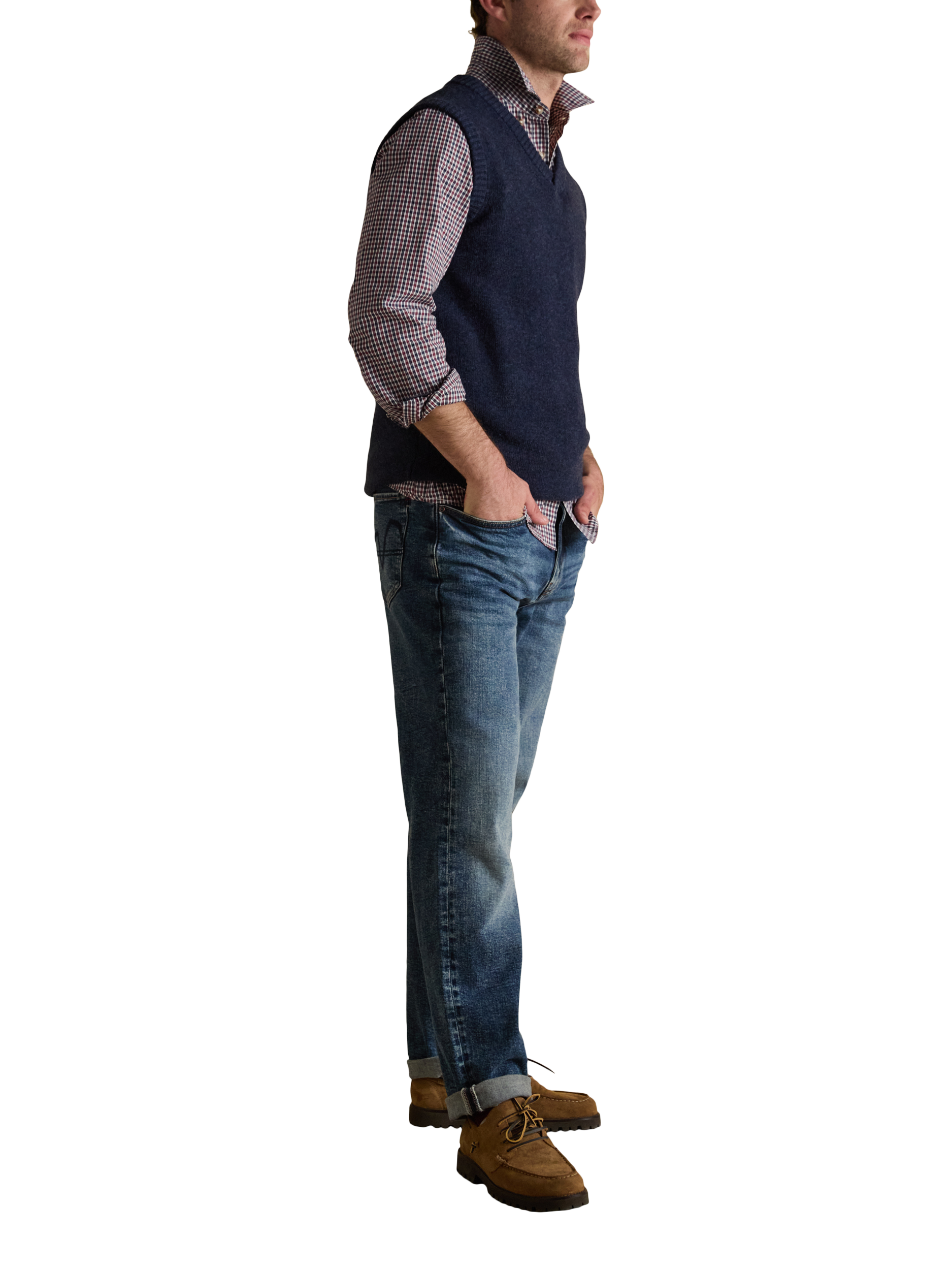 Product image 6 of 7, which shows Joules Cotton Regular Fit Gingham Shirt, Port, S