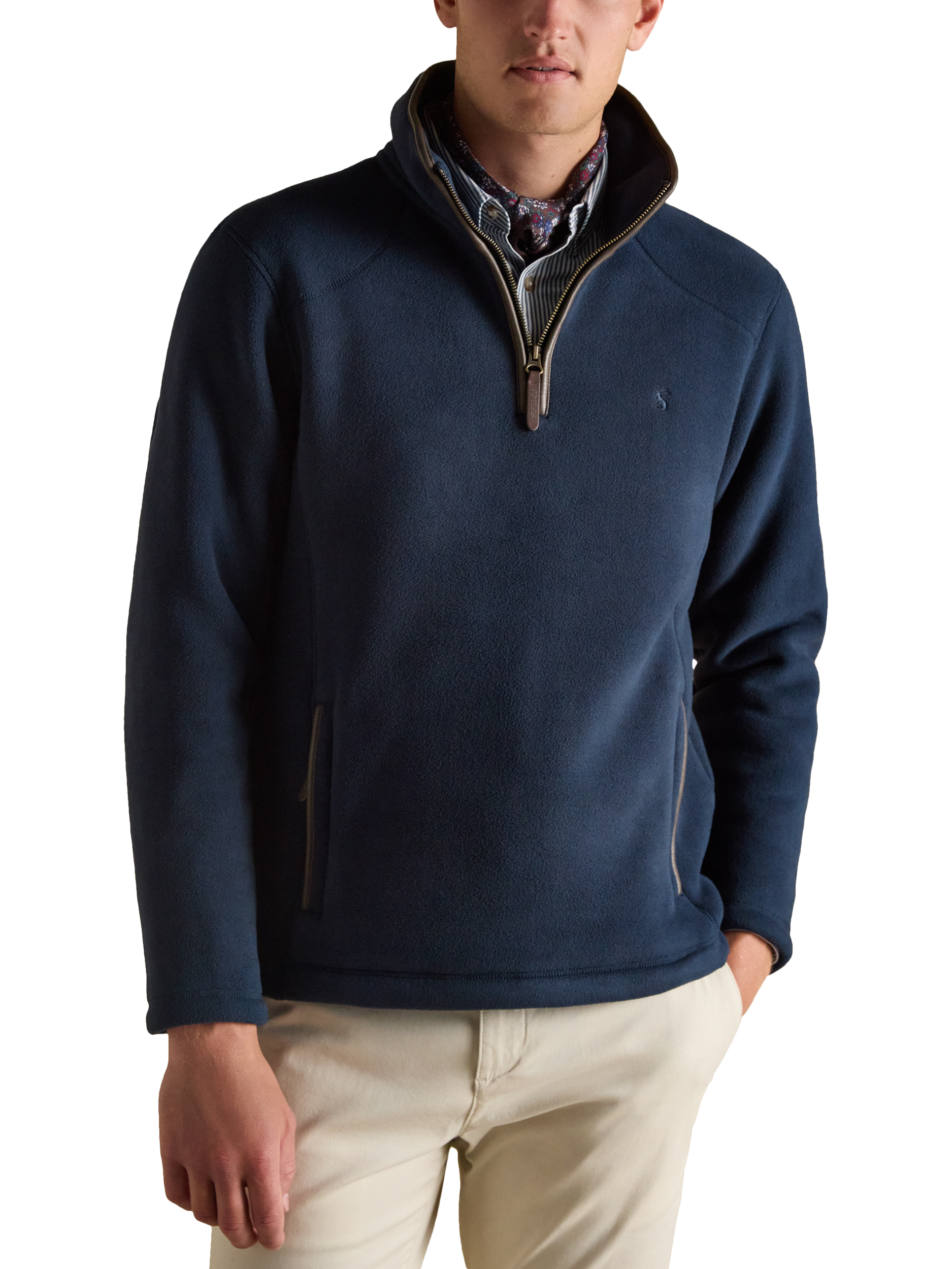Product image 1 of 9, which shows Joules Heritage Quarter-Zip Fleece, Navy, S