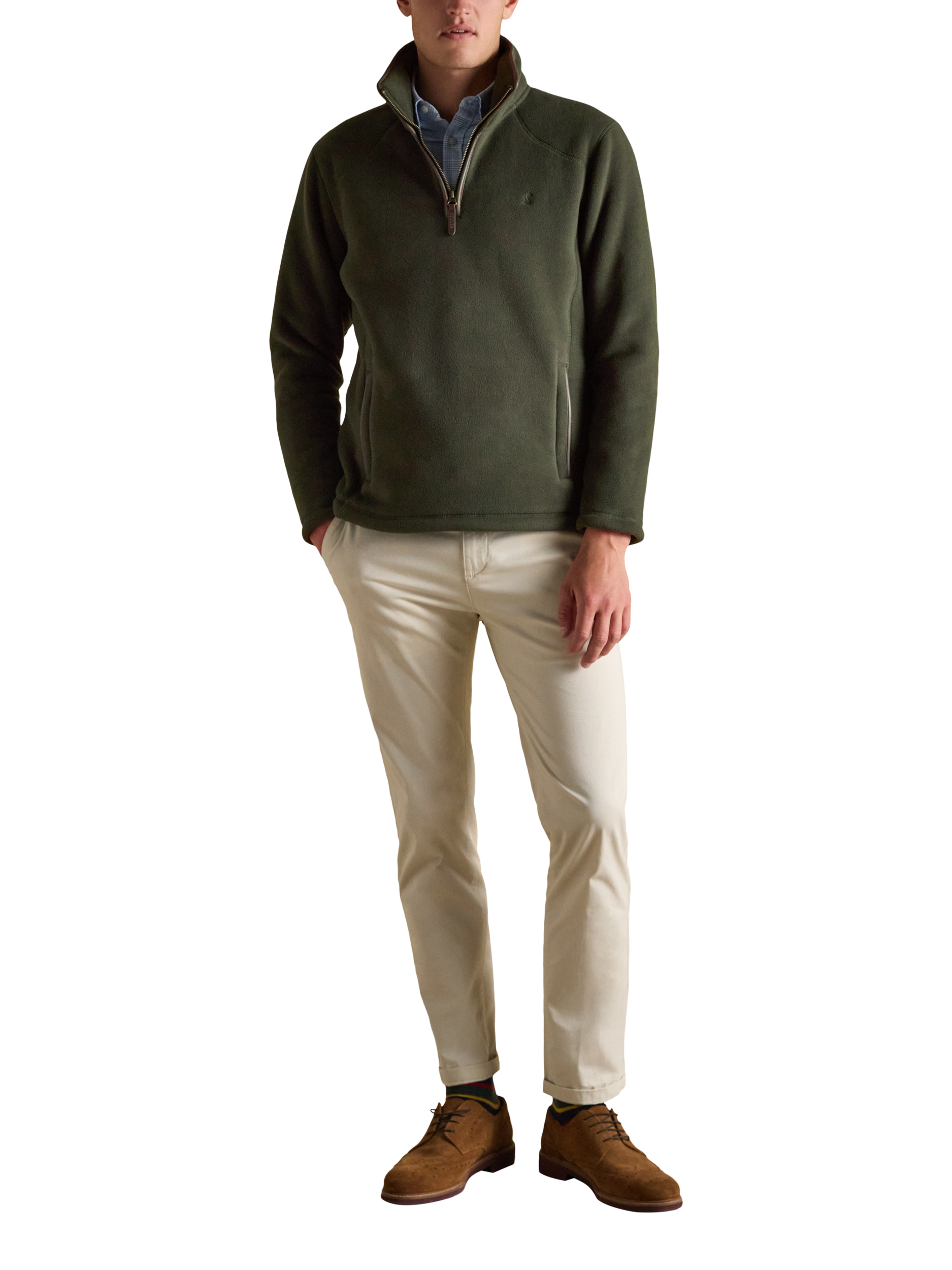 Product image 1 of 7, which shows Joules Heritage Quarter-Zip Fleece, Green, S