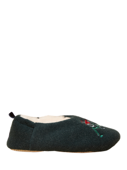 Joules Kids' Faux Fur Tractor Slippers, Green, Green