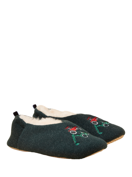 Joules Kids' Faux Fur Tractor Slippers, Green - view 2, Green
